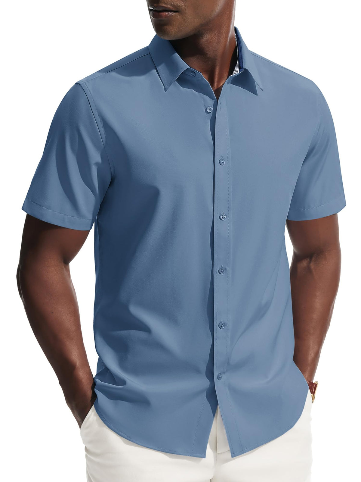 PJ PAUL JONES Mens Short Sleeve Dress Shirts Wrinkle Free Button Down Shirt