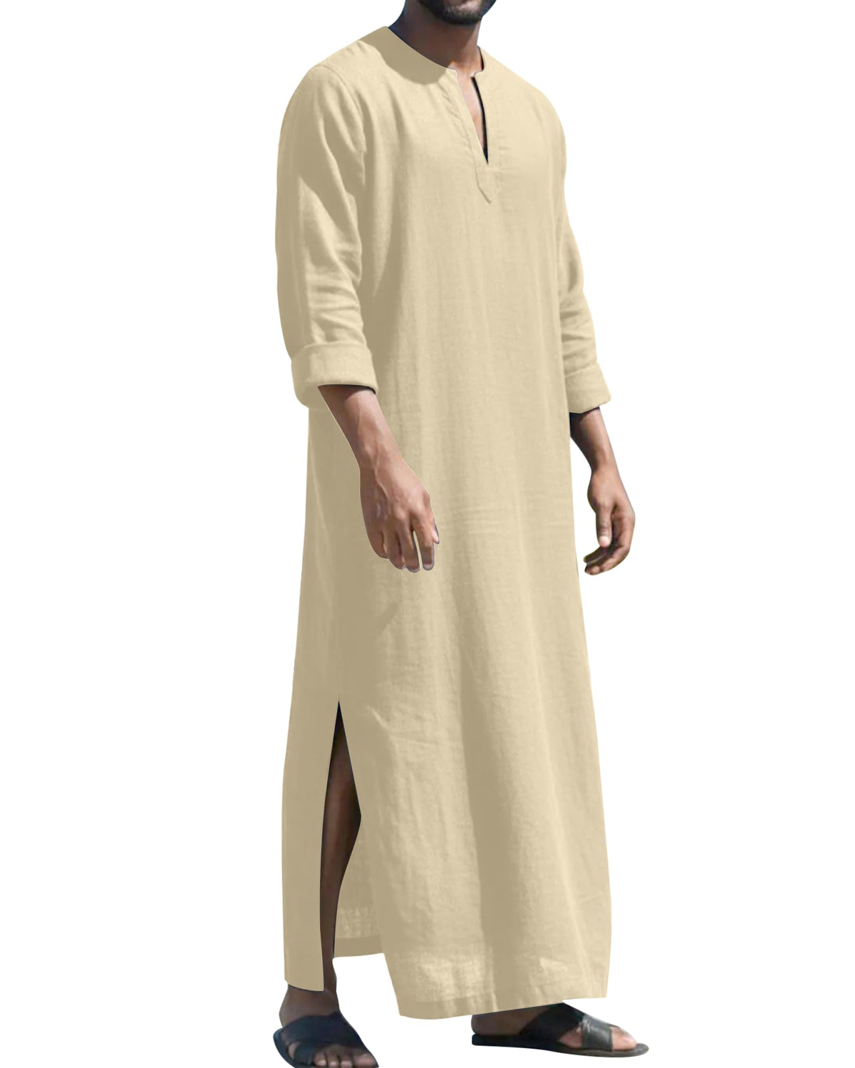 LVCBL Islamic Thobe for Men Muslim Kaftan Thobe Caftans for Men