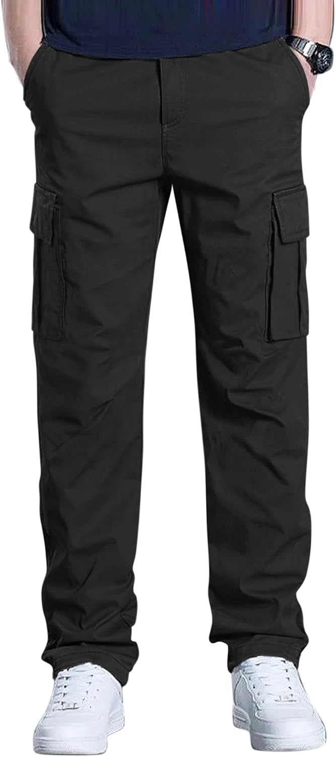 Men's Cargo Pants Stretch Sweatpants Elastic Drawstring Casual Pants