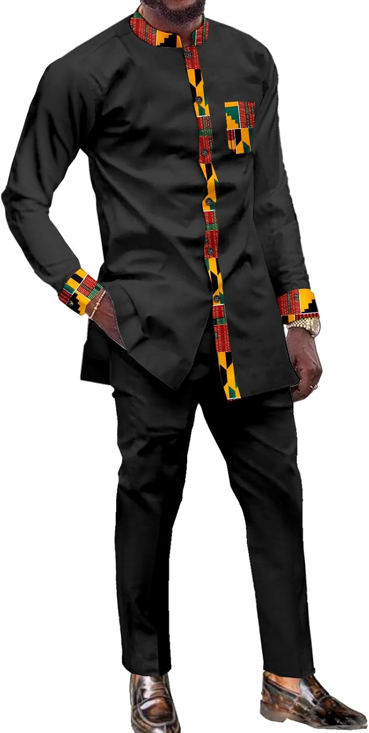 African Dashiki Suit for Men Traditional 2 Piece Clothing