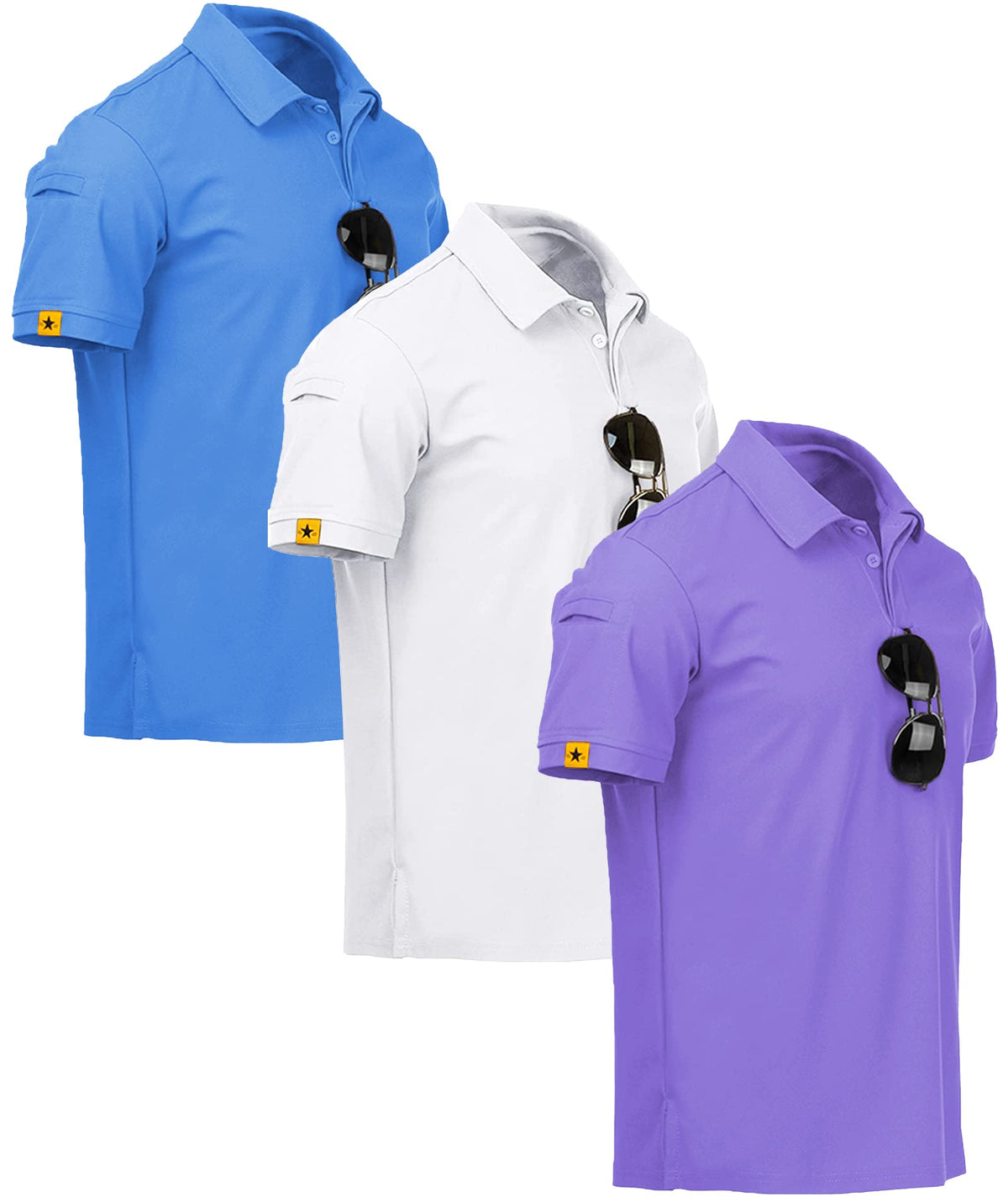 V VALANCH 3/4 Pack Polo Shirts for Men Short Sleeve Golf Tennis Work