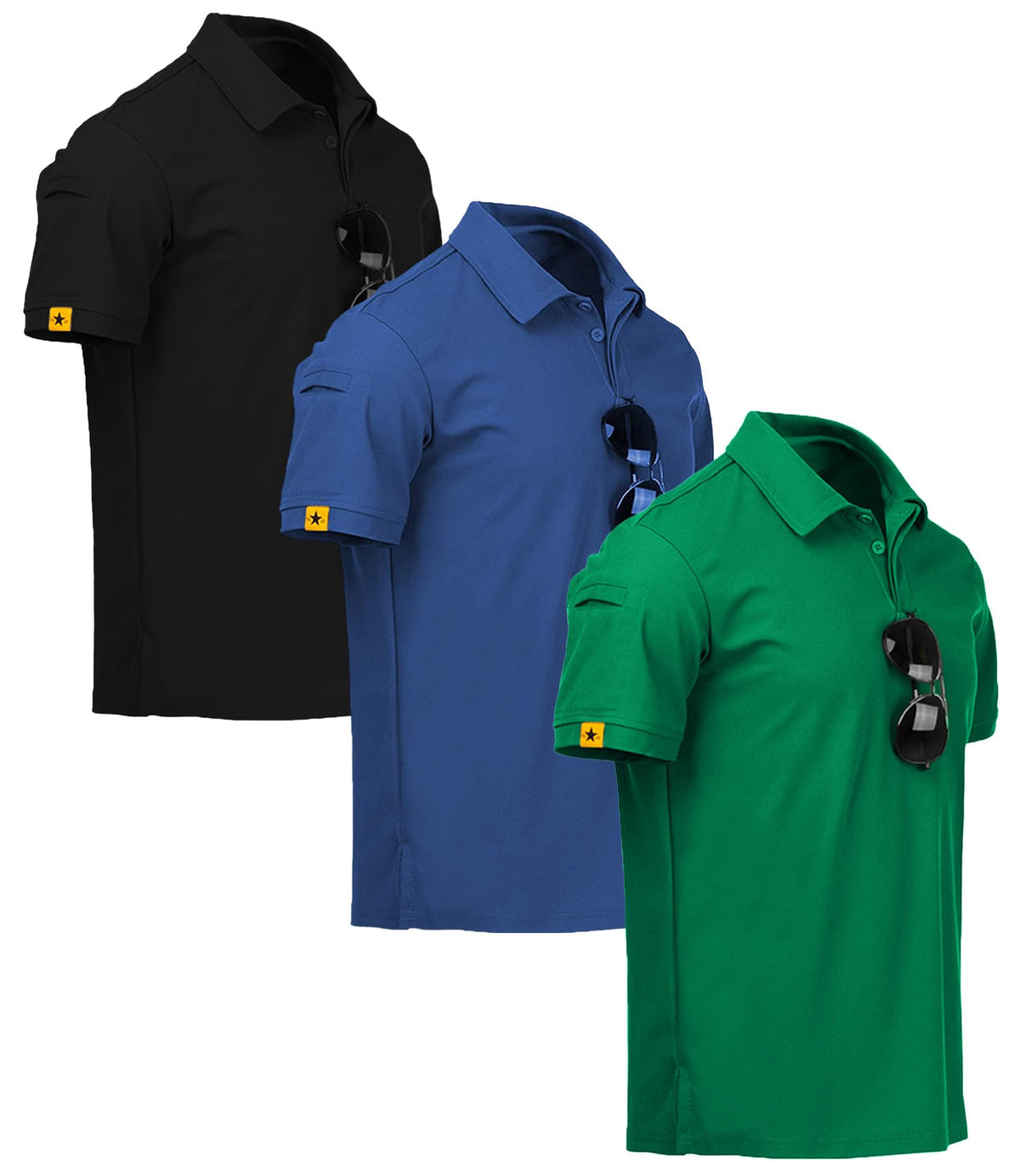 V VALANCH 3/4 Pack Polo Shirts for Men Short Sleeve Golf Tennis Work
