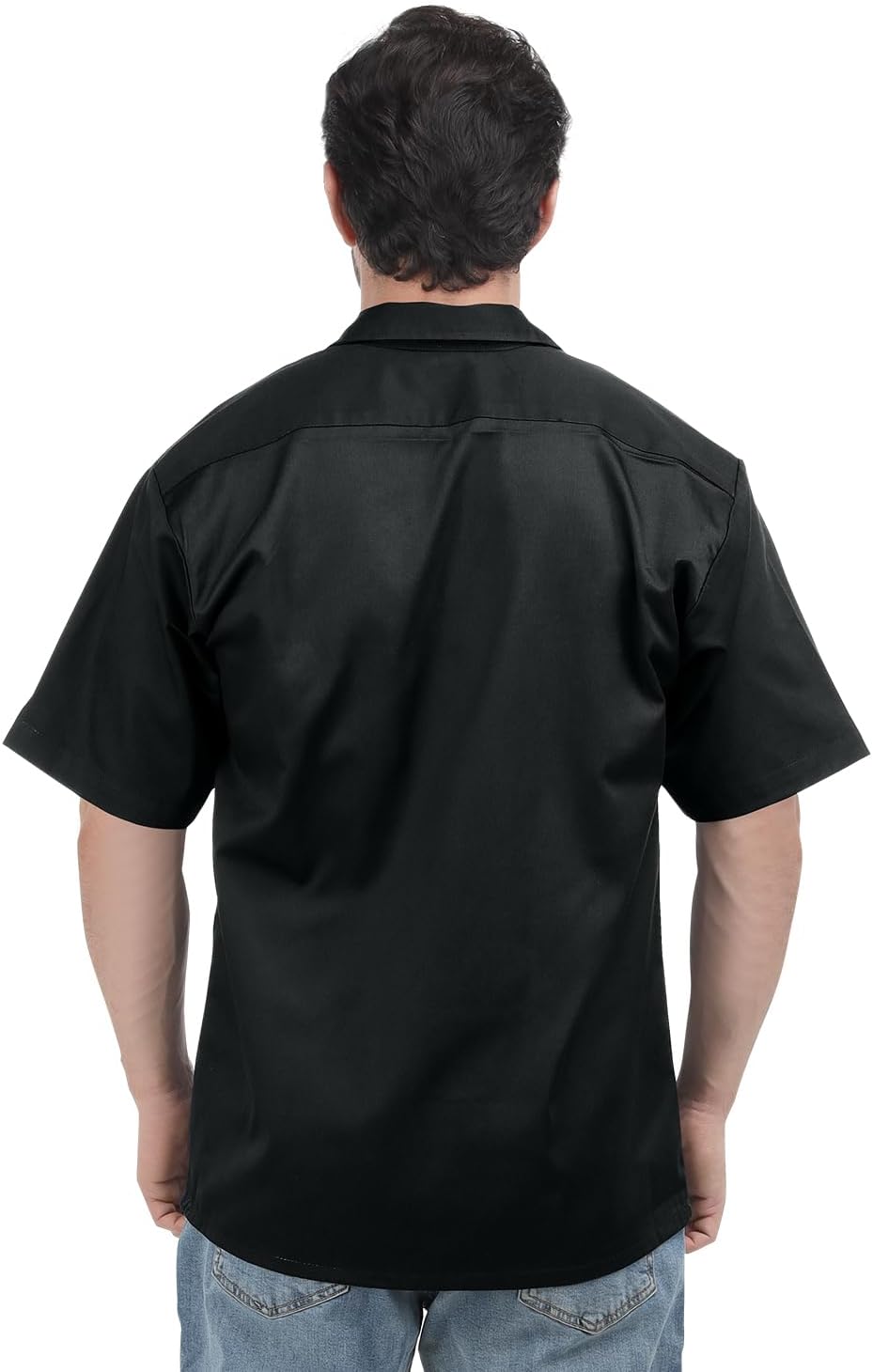 Breathable Cotton Blend Work Shirt for Men Button Up Short Sleeve 2 Pockets