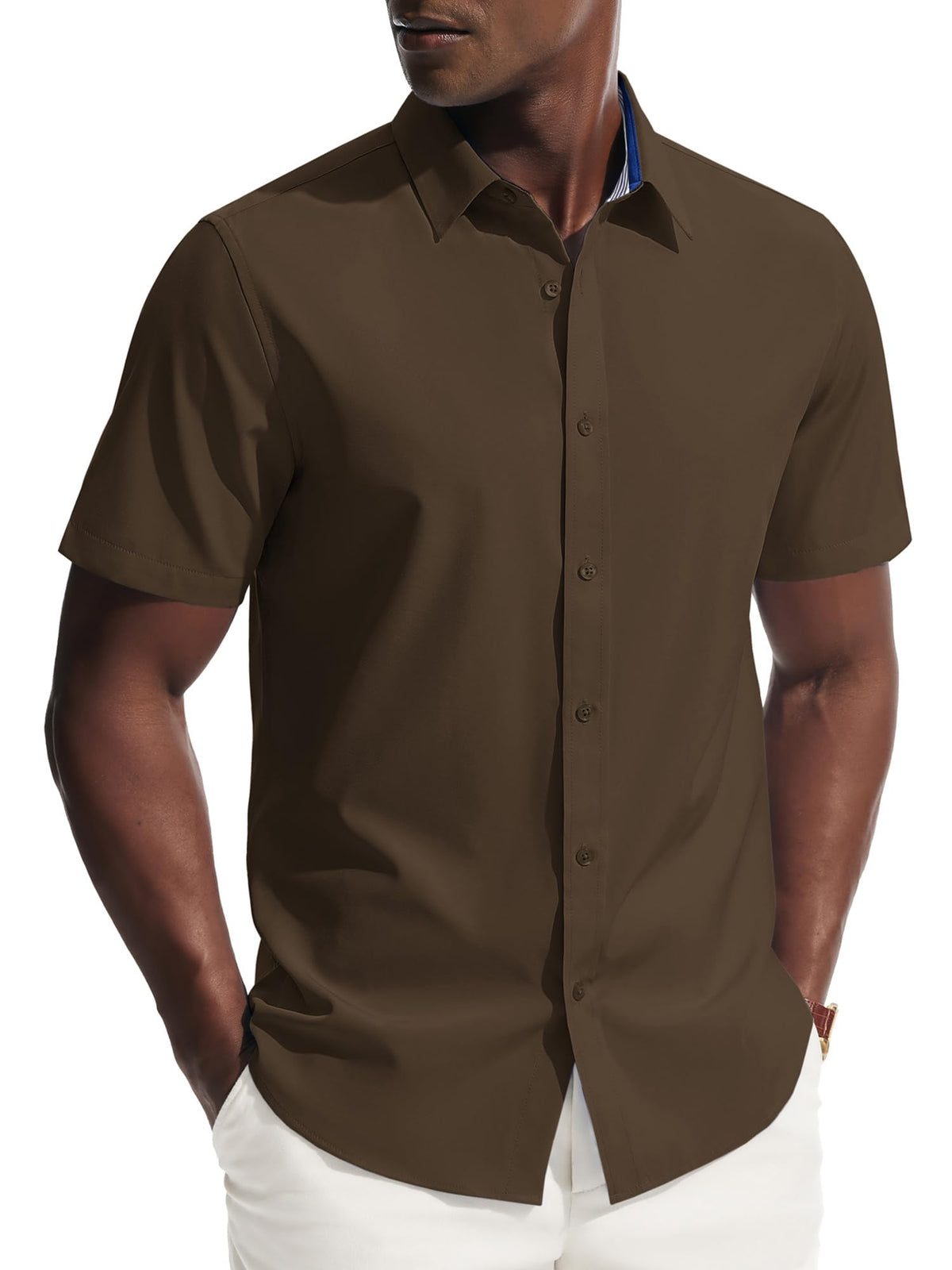 PJ PAUL JONES Mens Short Sleeve Dress Shirts Wrinkle Free Button Down Shirt