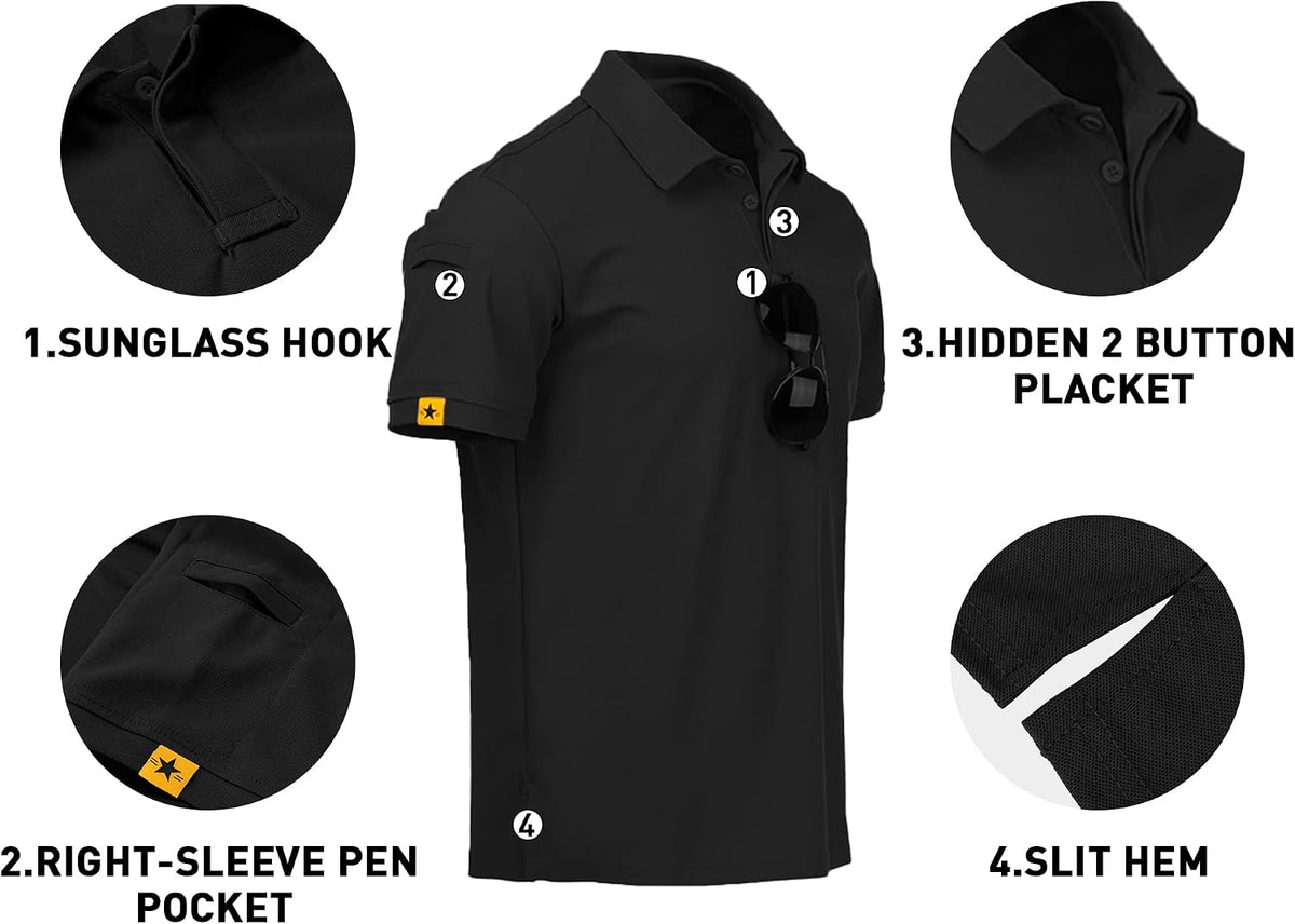 V VALANCH 3/4 Pack Polo Shirts for Men Short Sleeve Golf Tennis Work