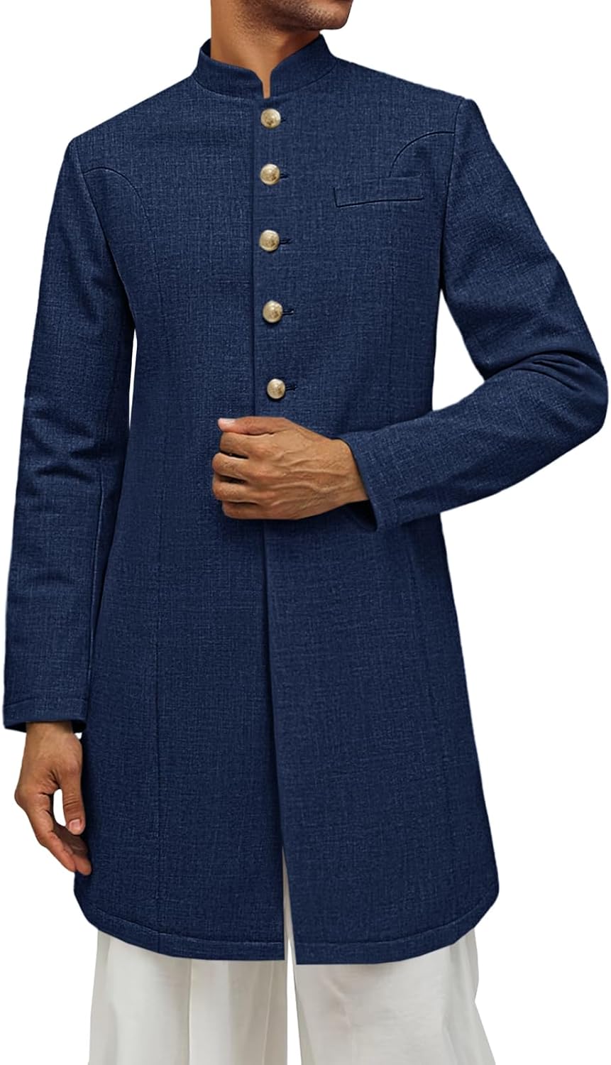 Runcati Mens Kurta Coats Sherwani Indian Royal Suits Jackets