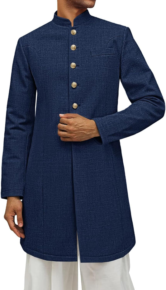 Runcati Mens Kurta Coats Sherwani Indian Royal Suits Jackets