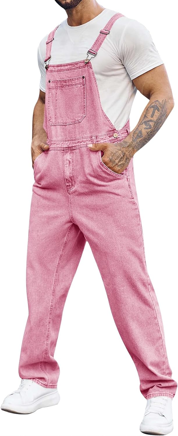 Runcati Men's Denim Bib Overall Jean Romper