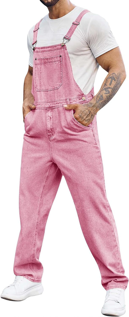 Runcati Men's Denim Bib Overall Jean Romper