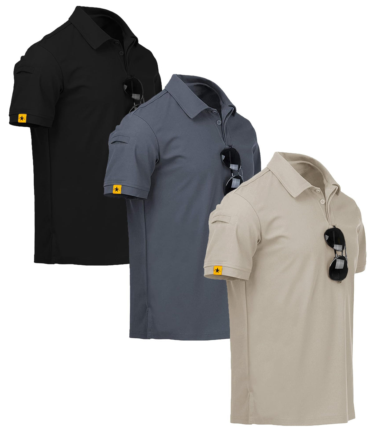 V VALANCH 3/4 Pack Polo Shirts for Men Short Sleeve Golf Tennis Work