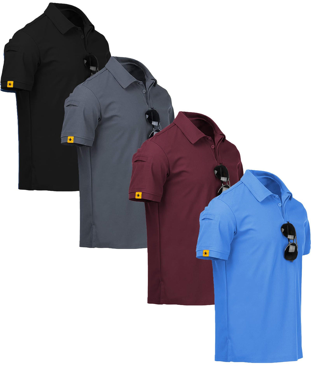 V VALANCH 3/4 Pack Polo Shirts for Men Short Sleeve Golf Tennis Work