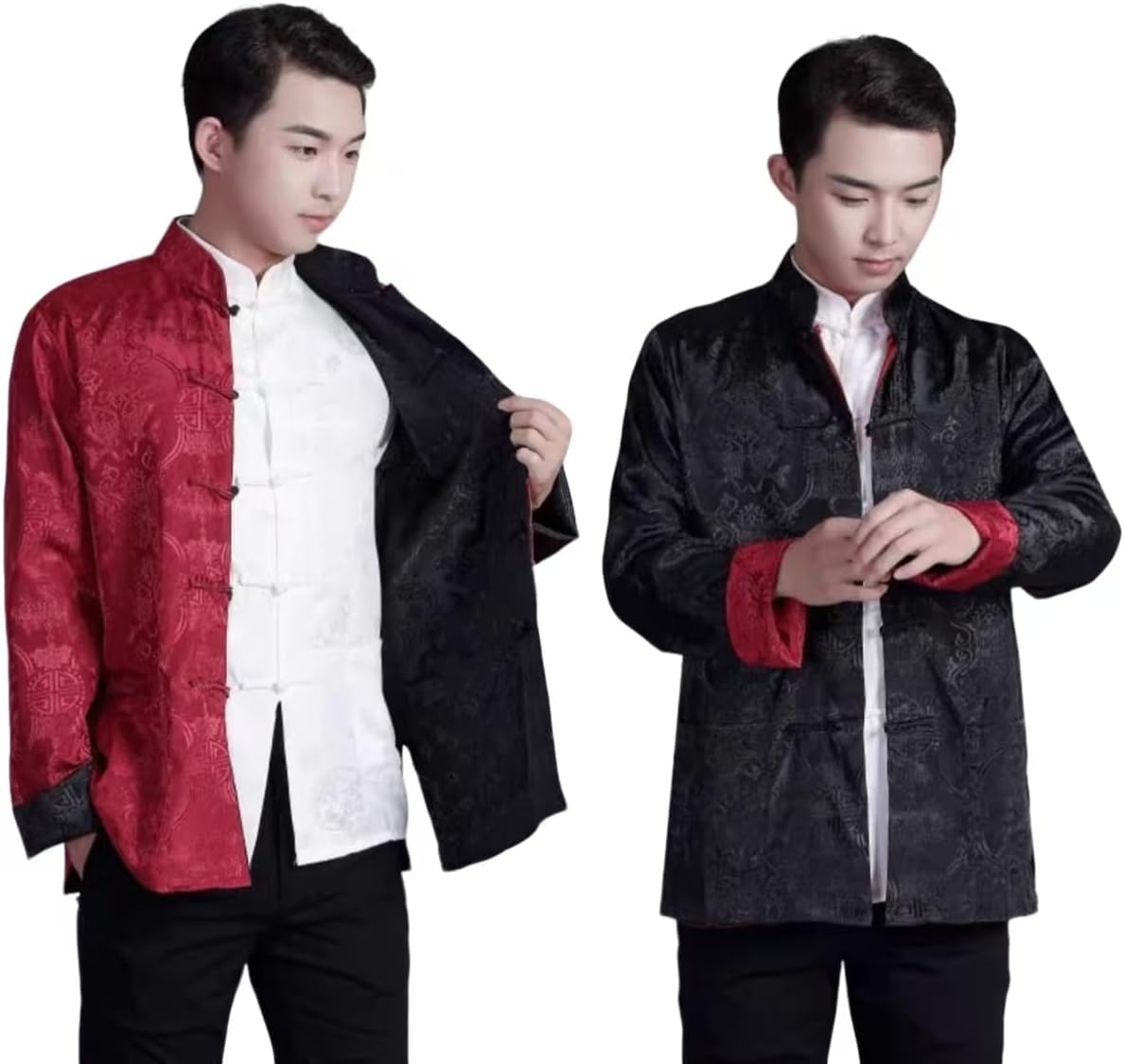 Tang Suit Men Can be Worn on Both Sides,Hanfu Chinese Traditional Clothes Long Sleeve Top