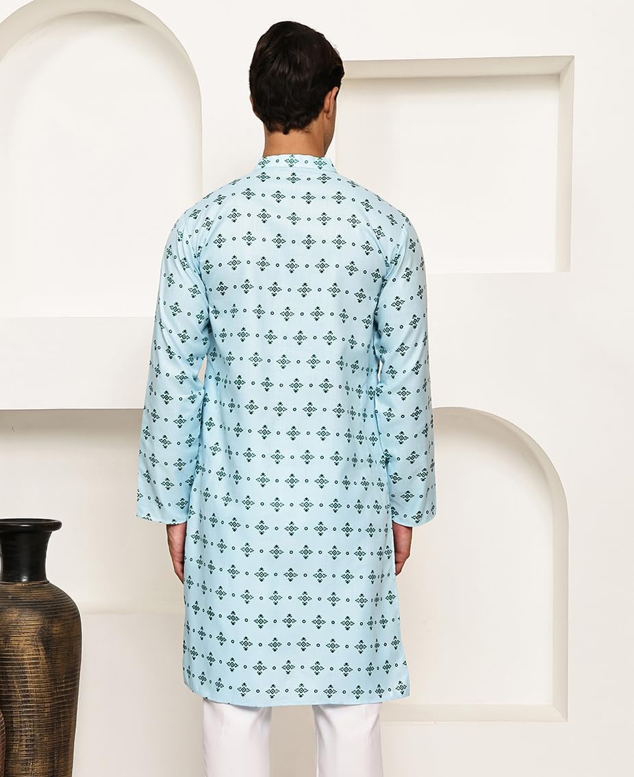 Maple Clothing Printed Cotton Men's Kurta Pajama Set Traditional Indian Ethnic Wear Bollywood Festive Outfit