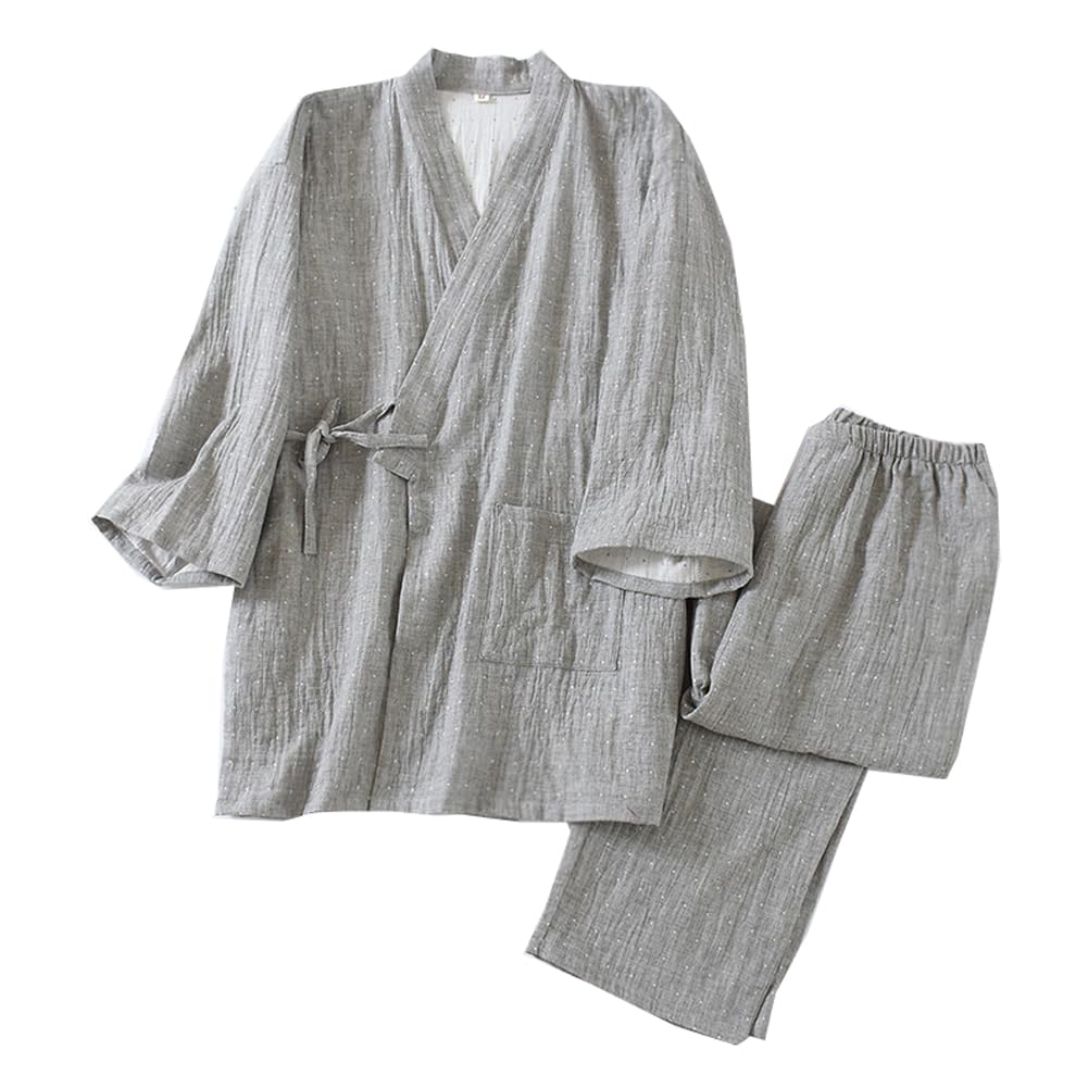 Men's Japanese Kimono Pajamas Crepe Nightwear