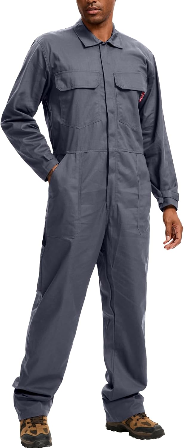 WORK IDEA Men's Coveralls Long Sleeve Workwear Jumpsuit Multi Pockets