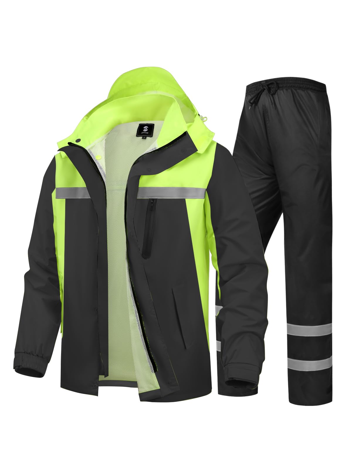Men's Rain Suit High Visibility Reflective Work Rain Jacket Pants for All Sport Farm Fishing Motorcycle