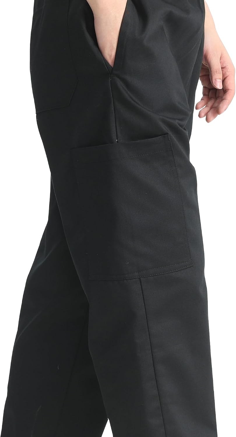 KITCHIEF Men's Baggy Chef Pants Black Cargo Pants for Men Chef Server Work Pants for Kitchen & Restaurant - Drawstring Waist