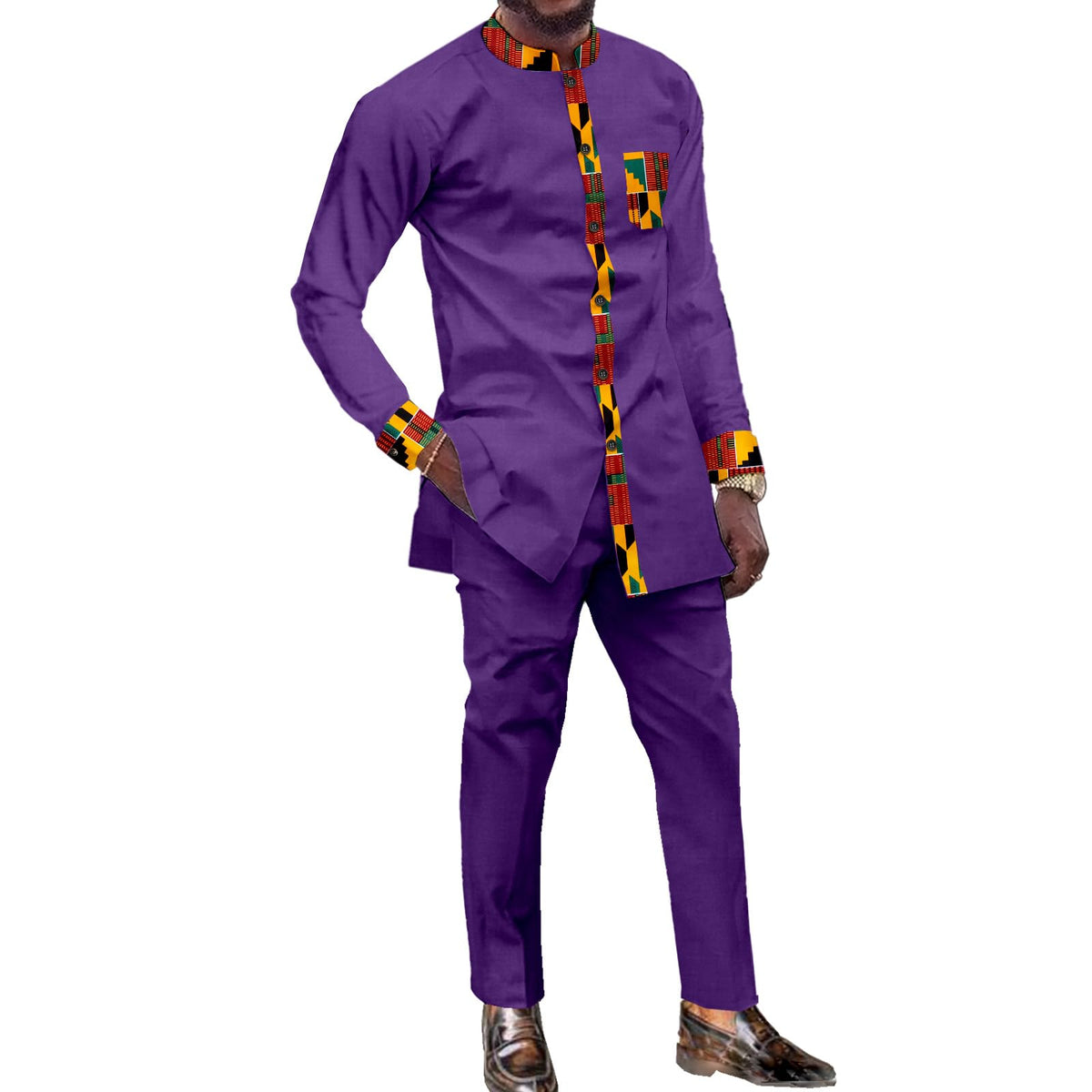 African Dashiki Suit for Men Traditional 2 Piece Clothing