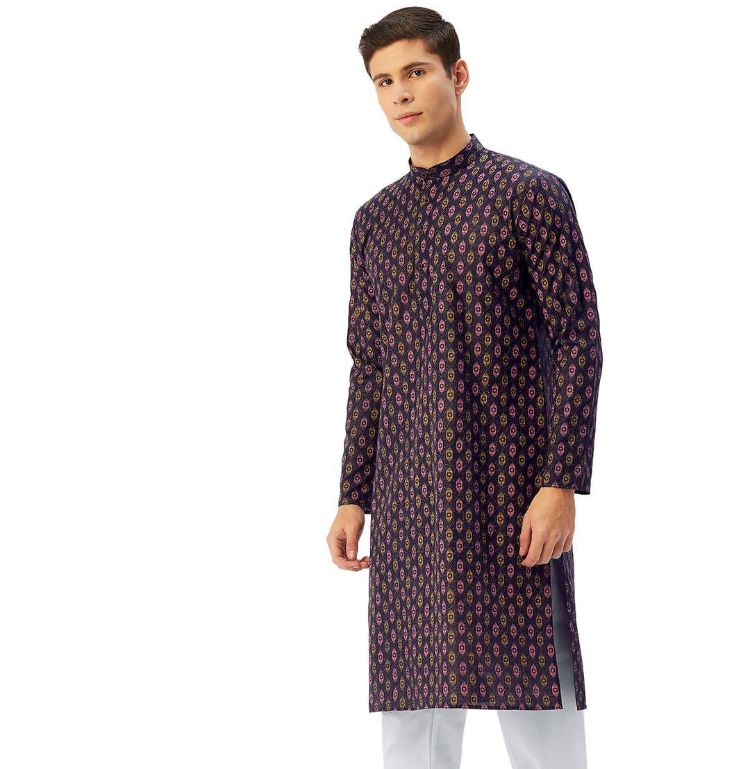 Maple Clothing Kurta Pajama Printed Cotton Indian Apparel for Men Bollywood Outfit