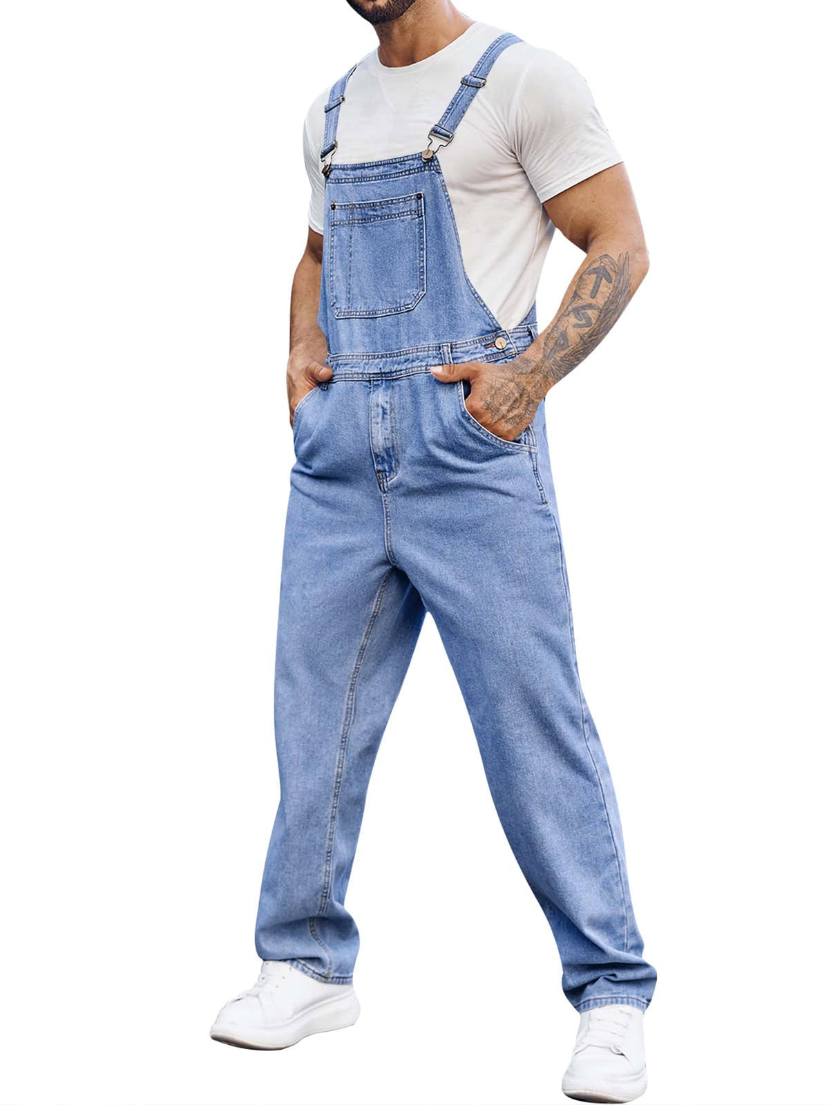 Runcati Men's Denim Bib Overall Jean Romper