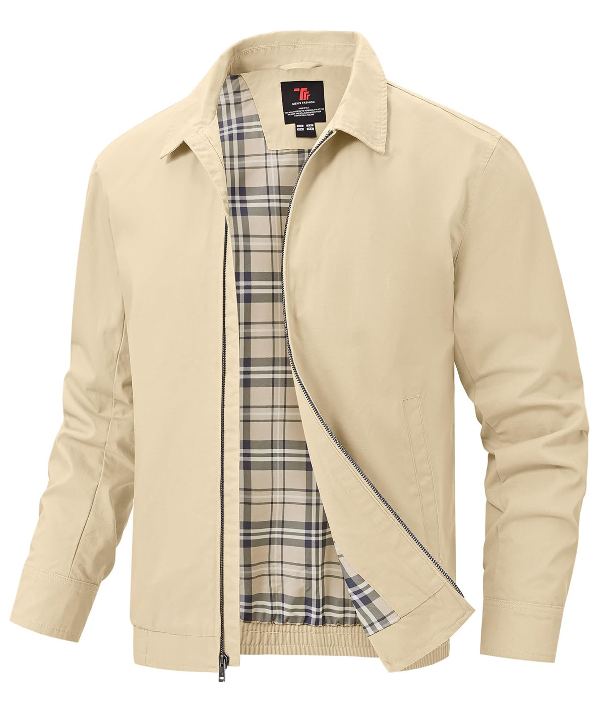 TBMPOY Men's Casual Cotton Jacket Lightweight Full Zip Canvas Lapel Jackets Business Work Windbreaker with 3 Pockets