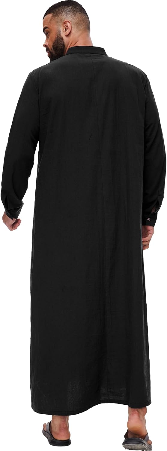YAOHUOLE Kaftan for Men - Button Down Islamic Thobe Arabic Robes
