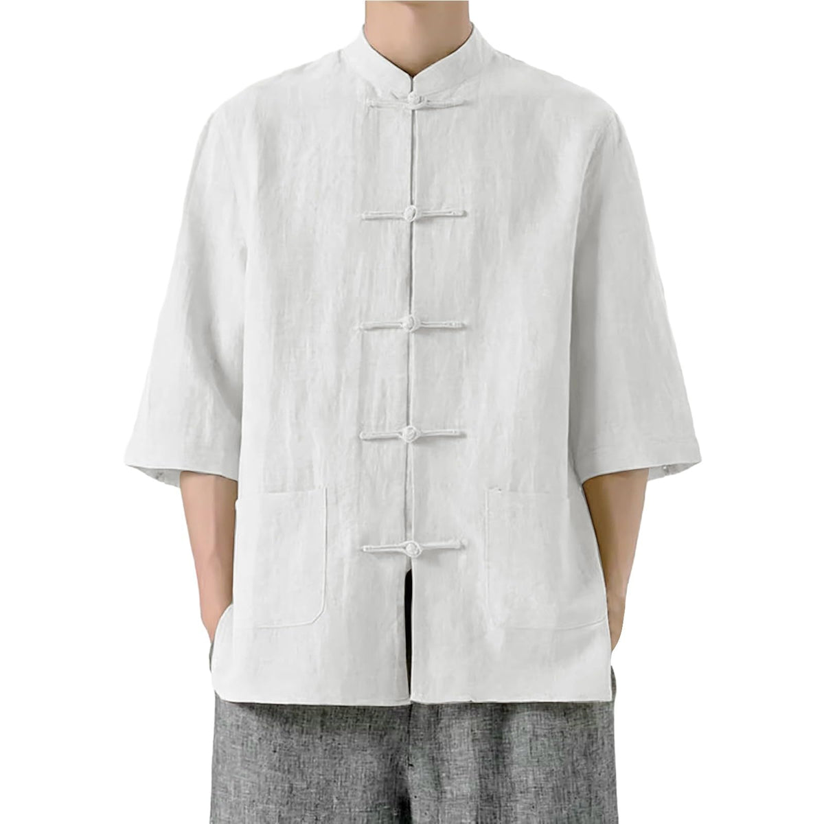 Men's Shirt Tang Suit Shirt Long Sleeve Traditional Kung Fu Uniform Chinese Frog Buttons Lightweight Jacket Summer