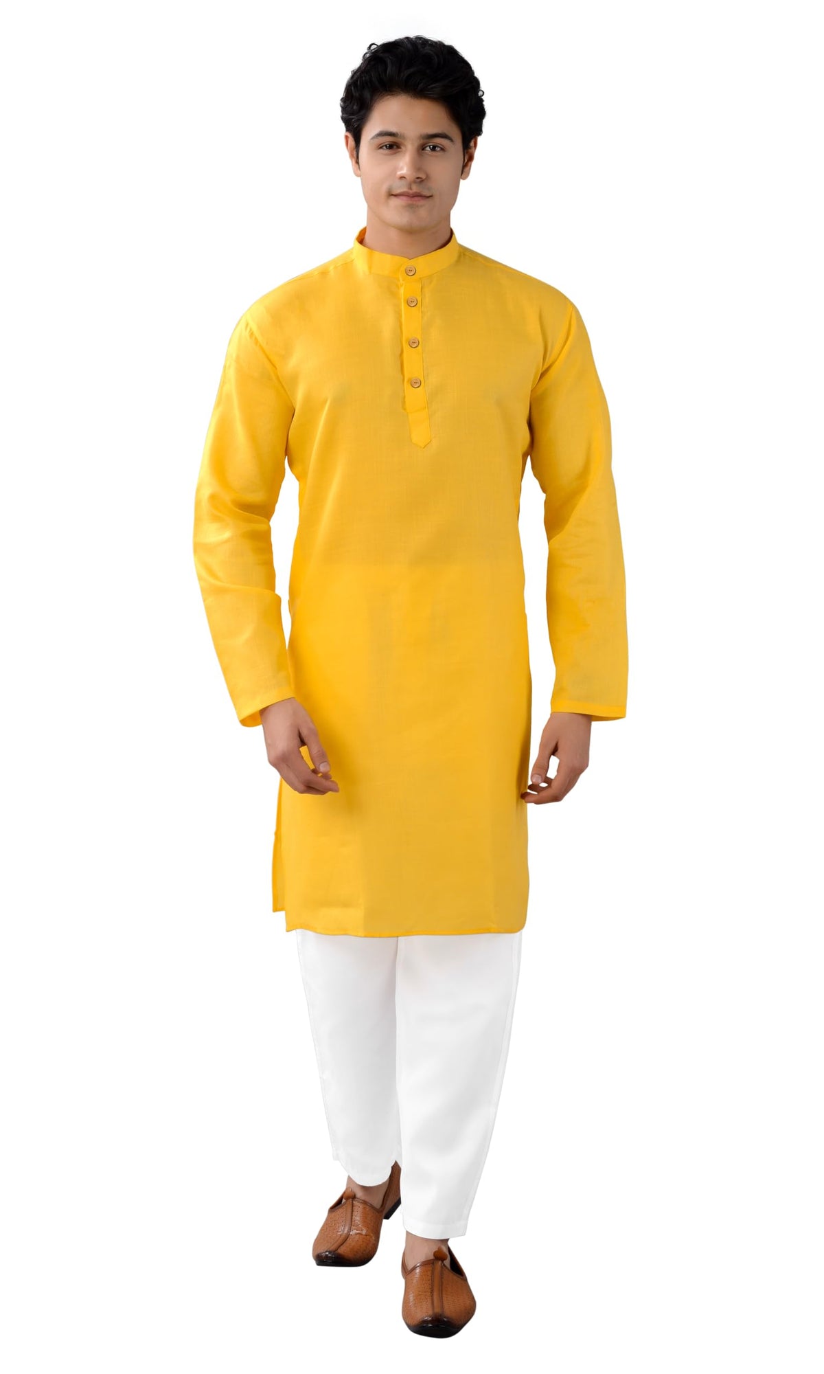 Chandrakala Men's Tunic Cotton Kurta Pajama Set Indian Casual Yoga Dress (MK101)
