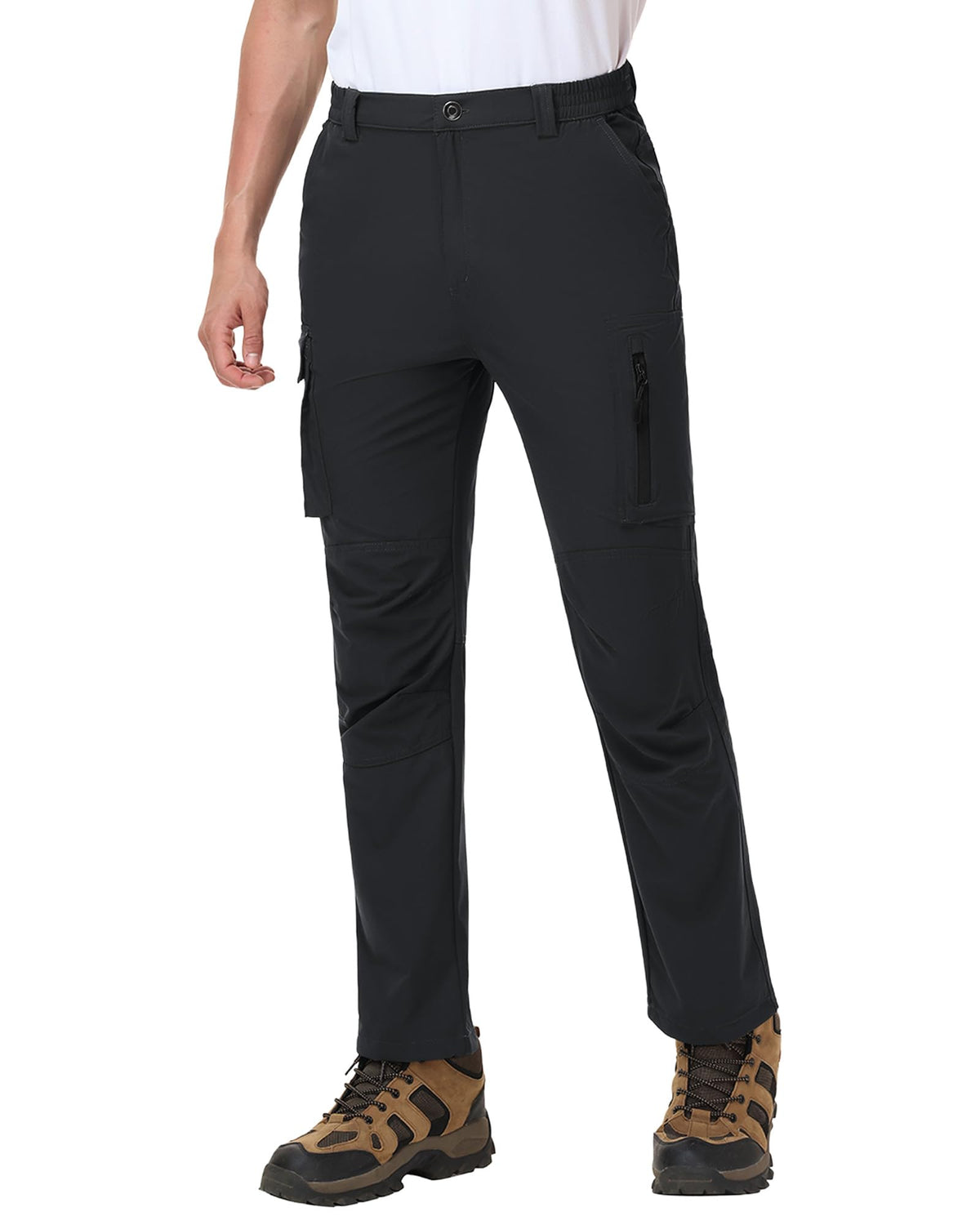 Mens Hiking Pants with 6 Pockets - Cargo Pants for Outdoor Work, Travel, Fishing, and Casual Wear