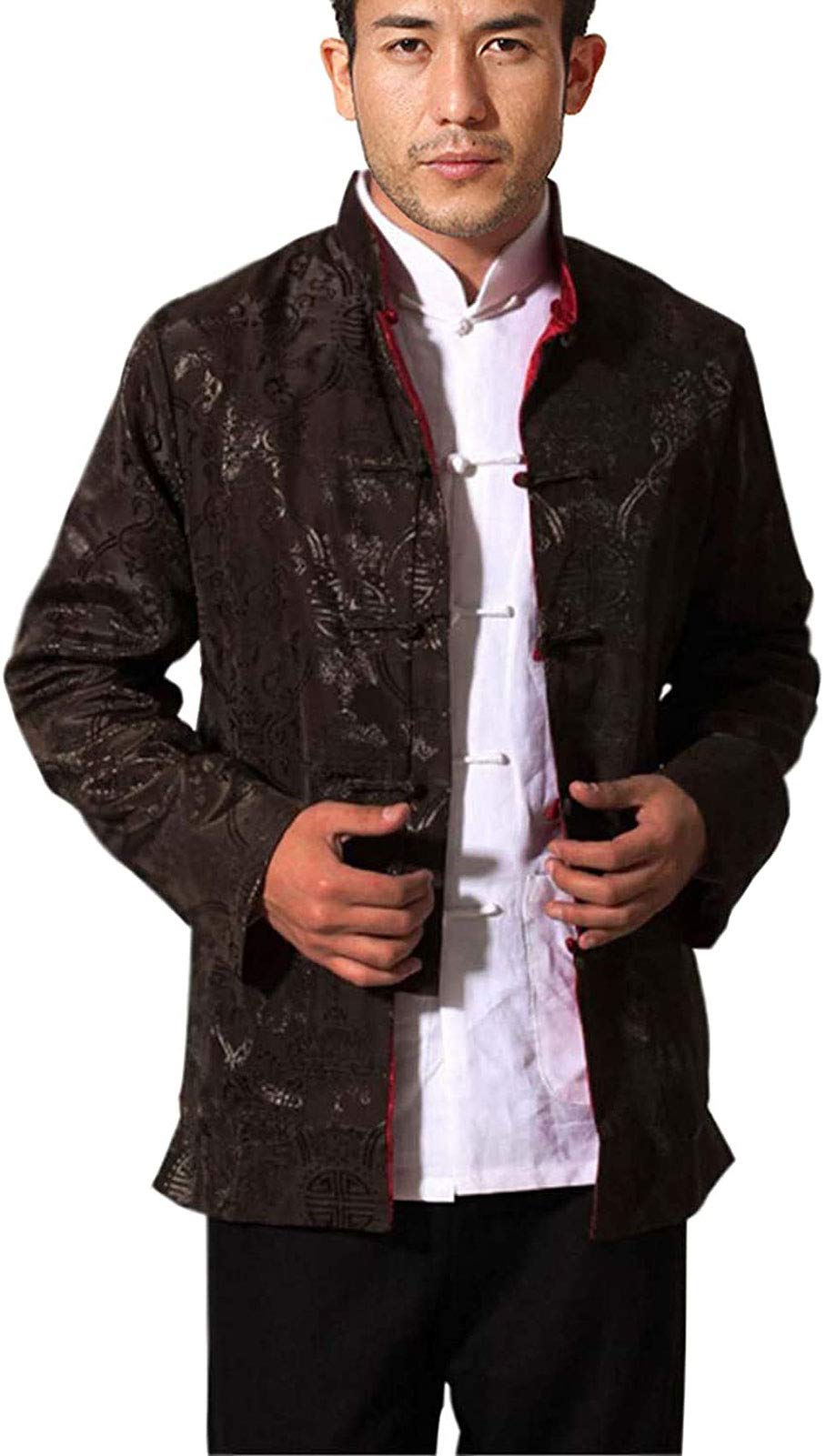 Chinese Traditional Tai Chi Uniform Long Sleeve Top Kungfu Shirt Tang Suit for Men