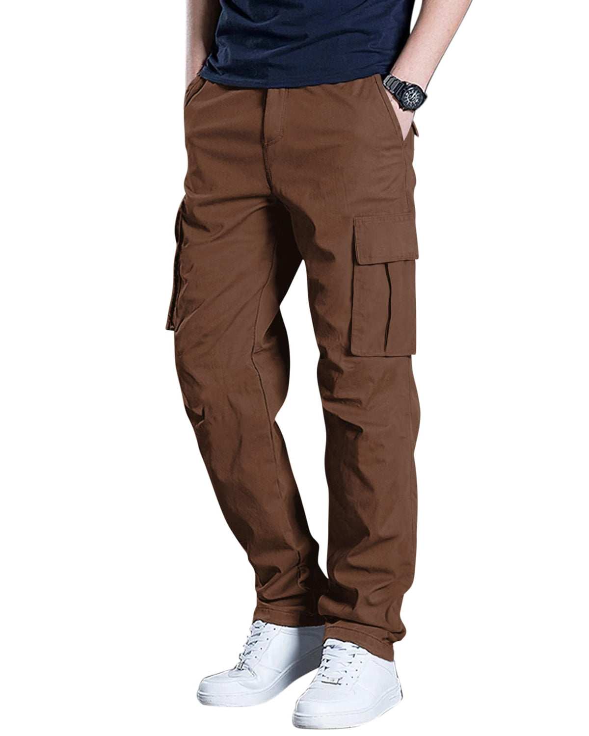 Men's Cargo Pants Stretch Sweatpants Elastic Drawstring Casual Pants