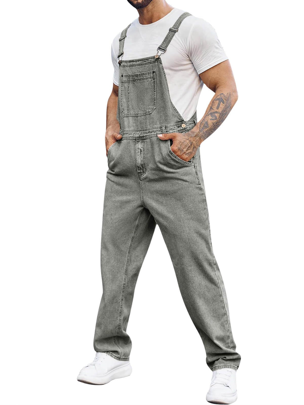 Runcati Men's Denim Bib Overall Jean Romper