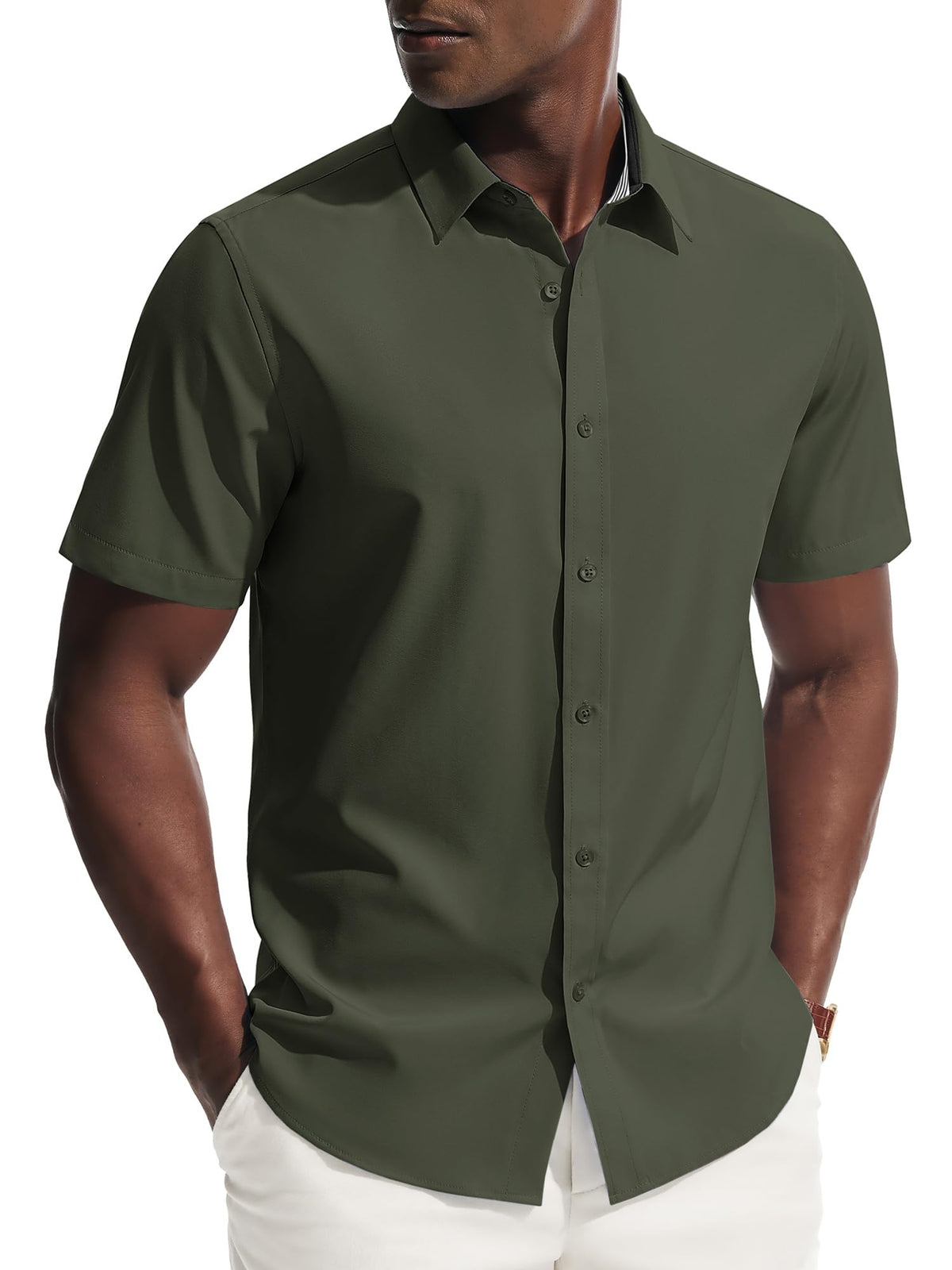 PJ PAUL JONES Mens Short Sleeve Dress Shirts Wrinkle Free Button Down Shirt