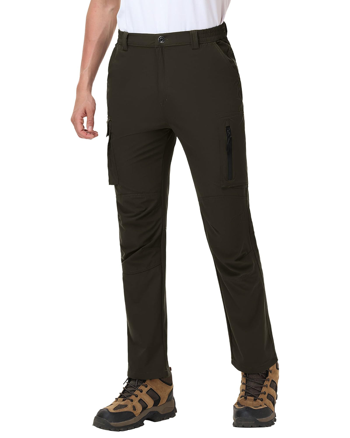 Mens Hiking Pants with 6 Pockets - Cargo Pants for Outdoor Work, Travel, Fishing, and Casual Wear