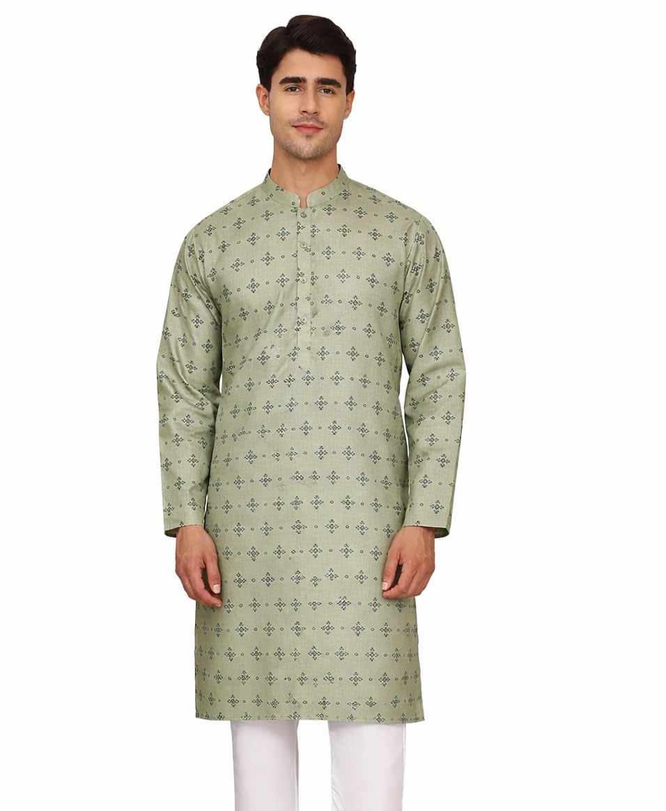 Maple Clothing Printed Cotton Men's Kurta Pajama Set Traditional Indian Ethnic Wear Bollywood Festive Outfit