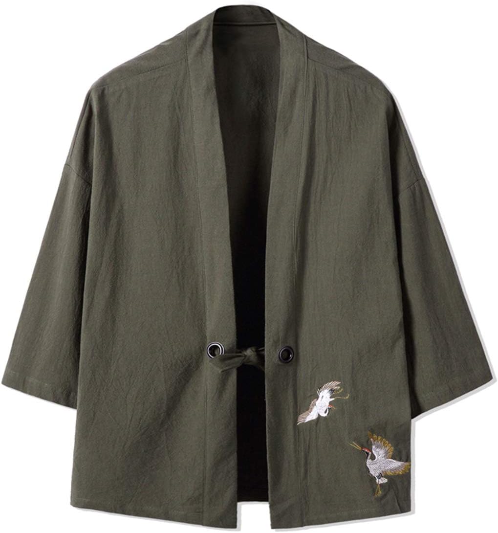 Seidarise Men's Kimono Traditional Japanese Clothing Male Cardigan Noragi Jacket Yukata Coat Haori