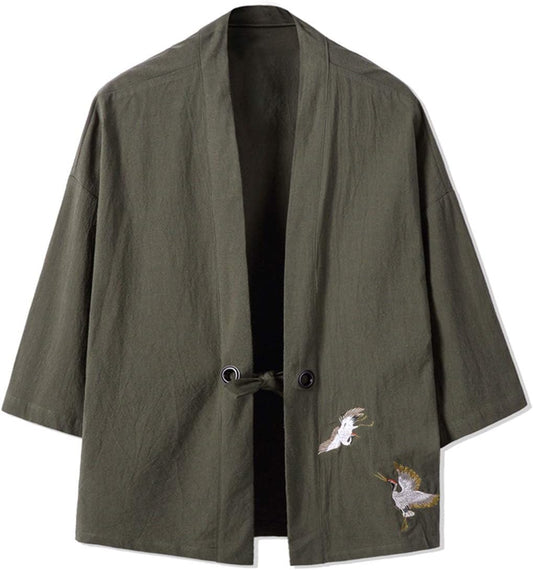 Seidarise Men's Kimono Traditional Japanese Clothing Male Cardigan Noragi Jacket Yukata Coat Haori