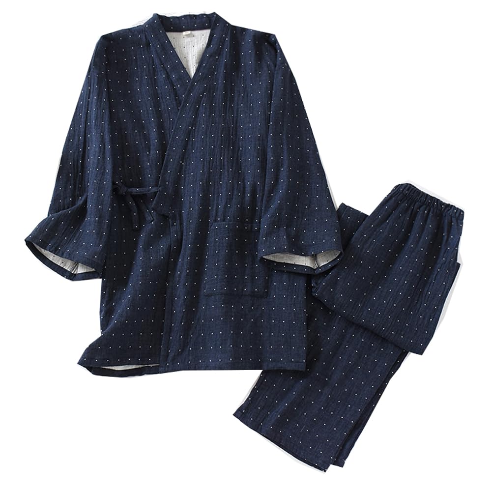 Men's Japanese Kimono Pajamas Crepe Nightwear