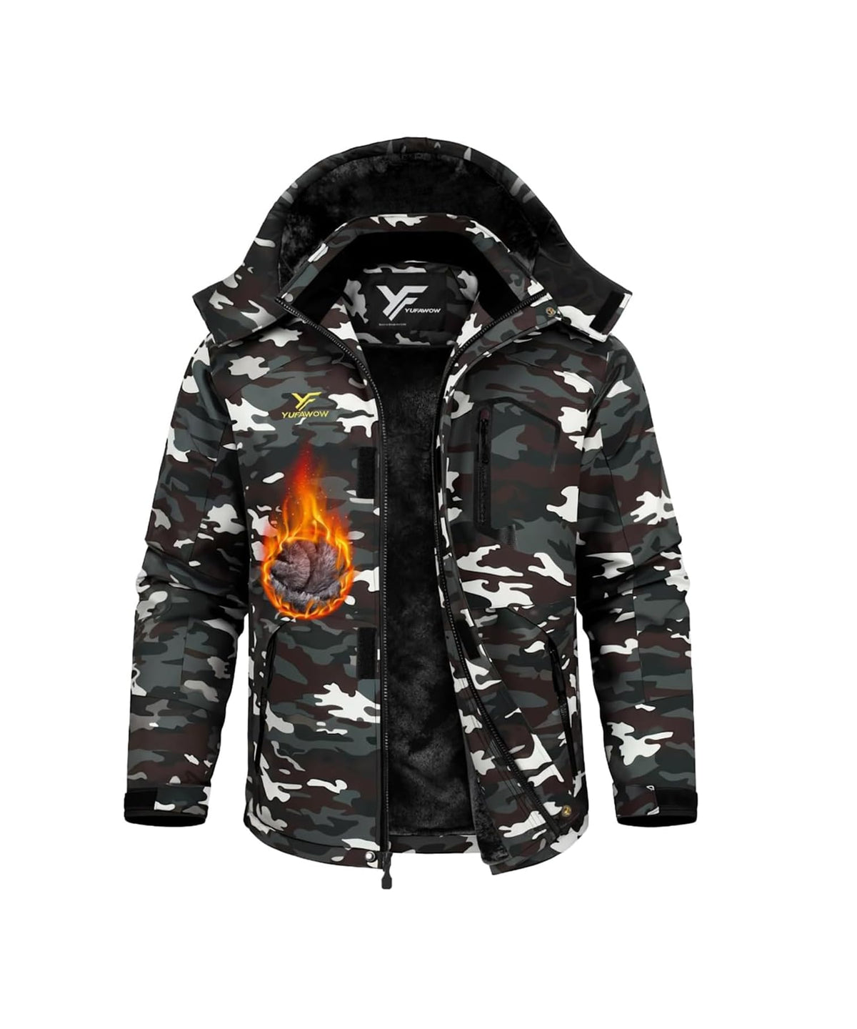 Men Winter Jacket Waterproof Windbreaker Warm Fleece Lined for Winter Outdoor Work Sports Skiing Snowboard Camping Hiking
