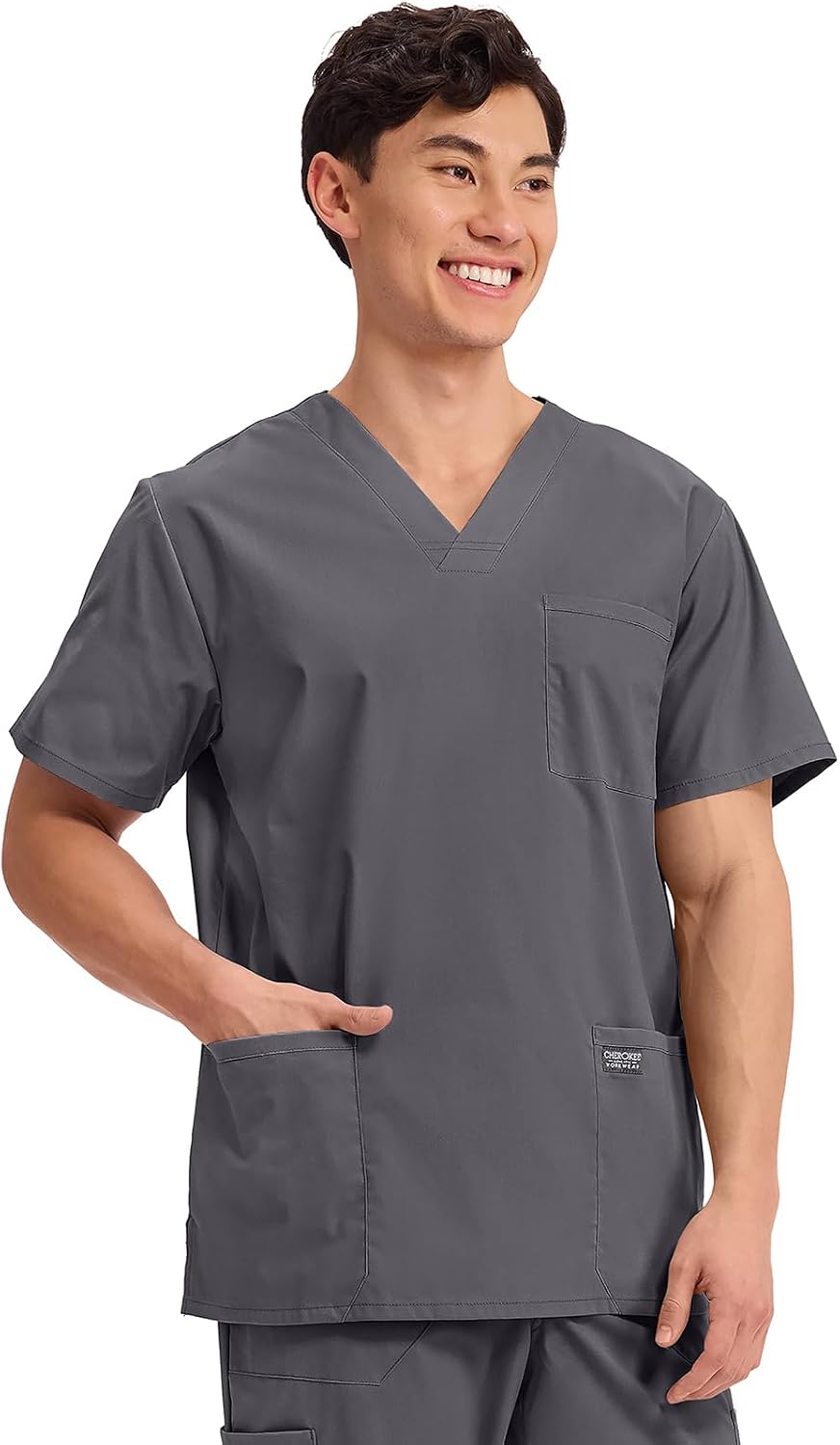 Cherokee WW Professionals Men's V-Neck Scrub Top 4 Pockets Medical Shirt