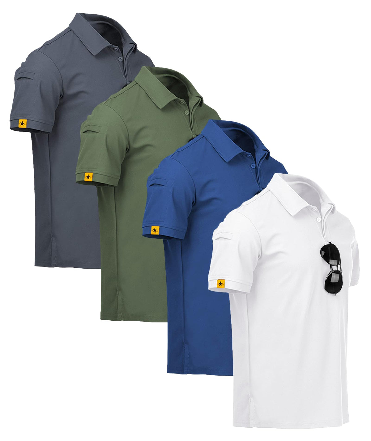V VALANCH 3/4 Pack Polo Shirts for Men Short Sleeve Golf Tennis Work