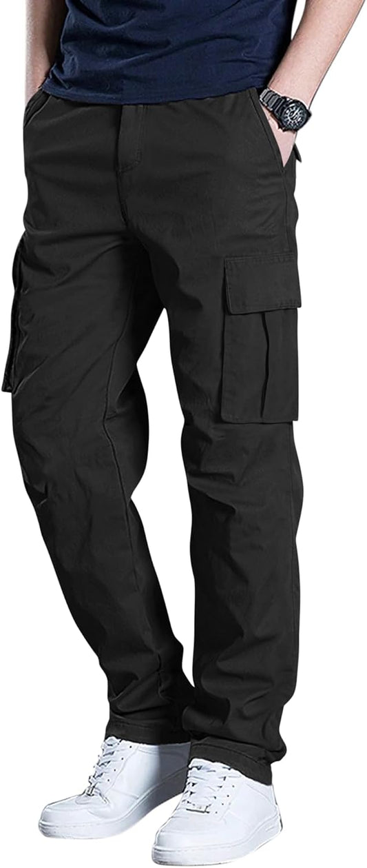 Men's Cargo Pants Stretch Sweatpants Elastic Drawstring Casual Pants