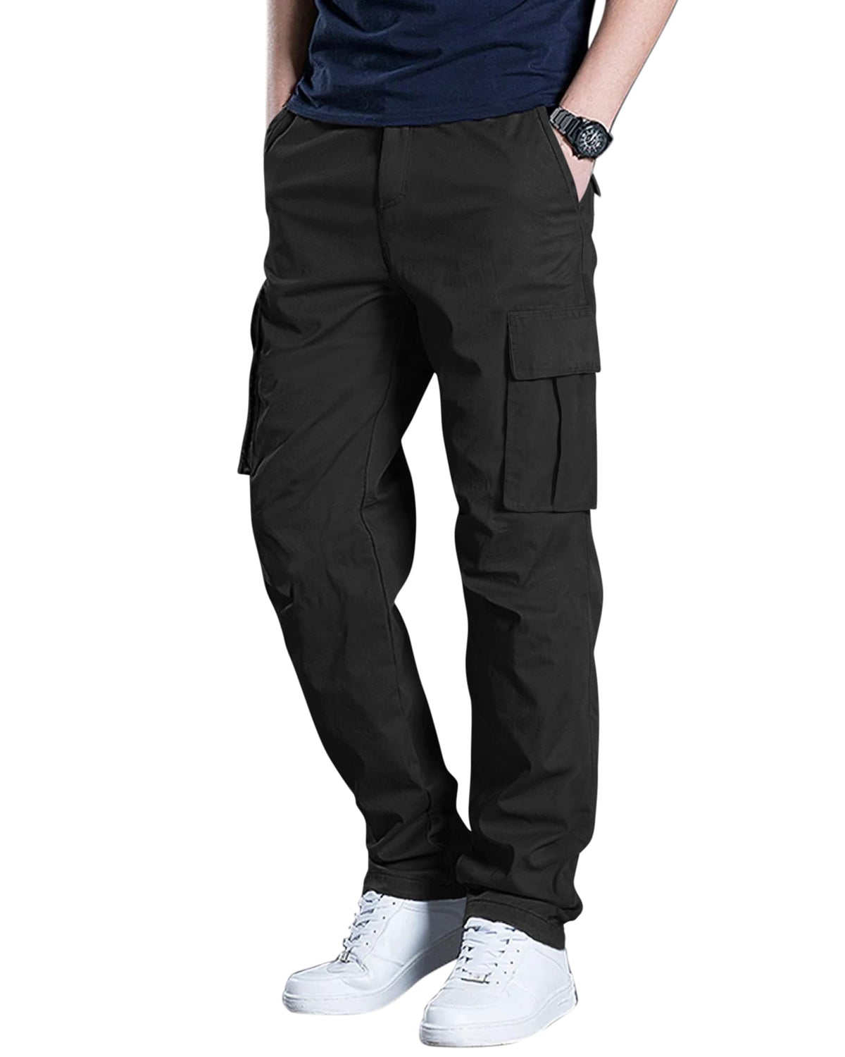 Men's Cargo Pants Stretch Sweatpants Elastic Drawstring Casual Pants