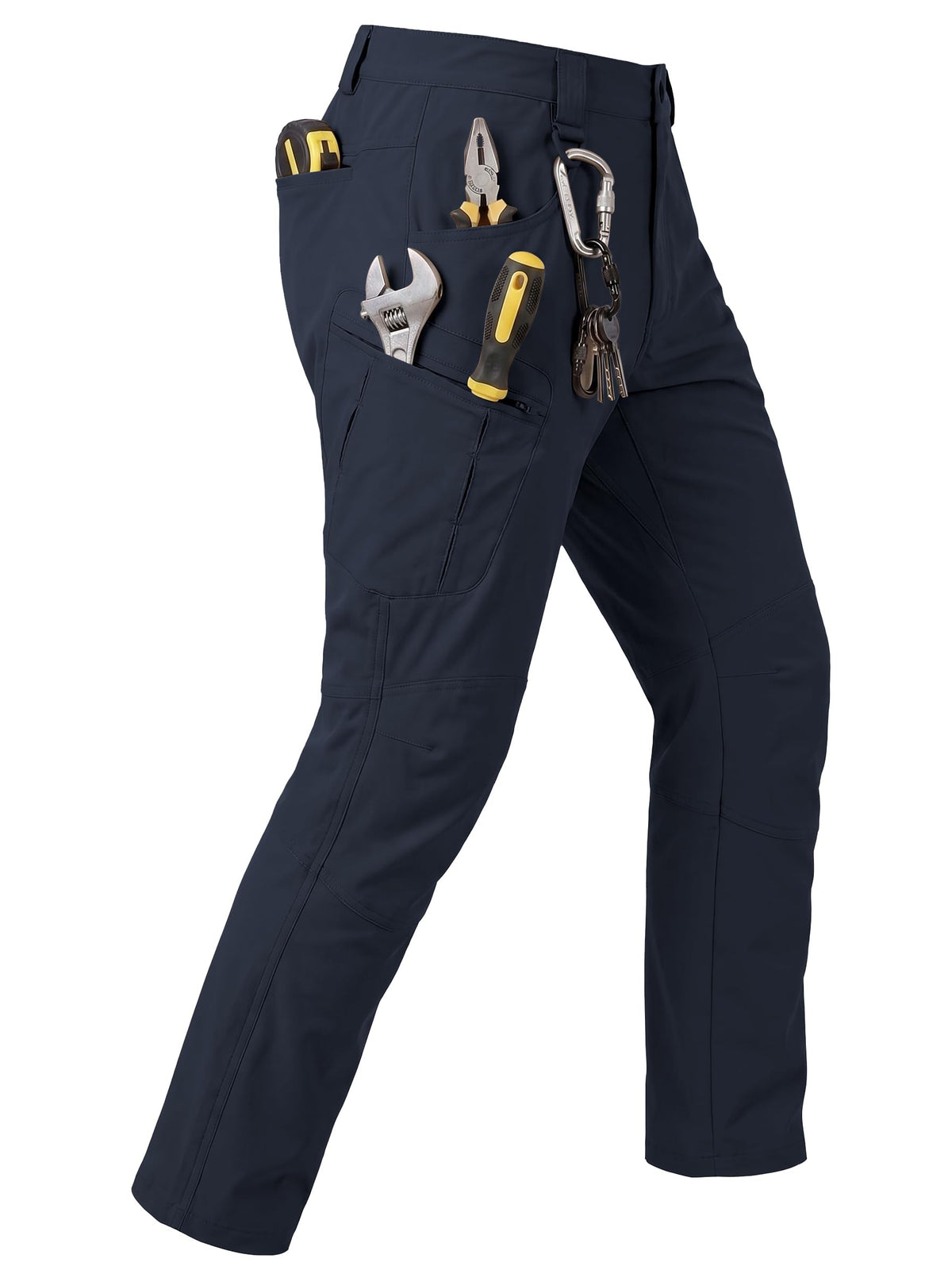 Men's Stretch Tactical Pants Lightweight Hiking Cargo Pants Water Resistant Multi Pocket Casual Outdoor Work Pants (No Belt)