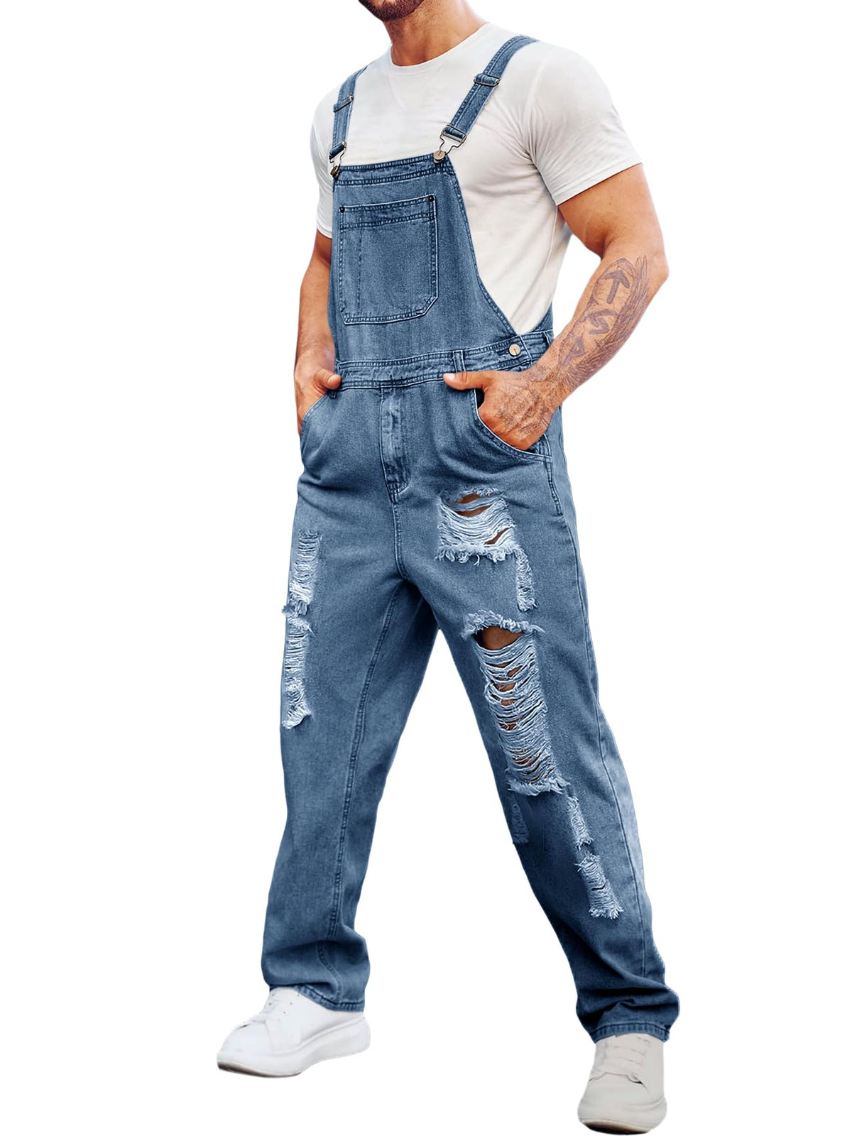 Runcati Men's Denim Bib Overall Jean Romper