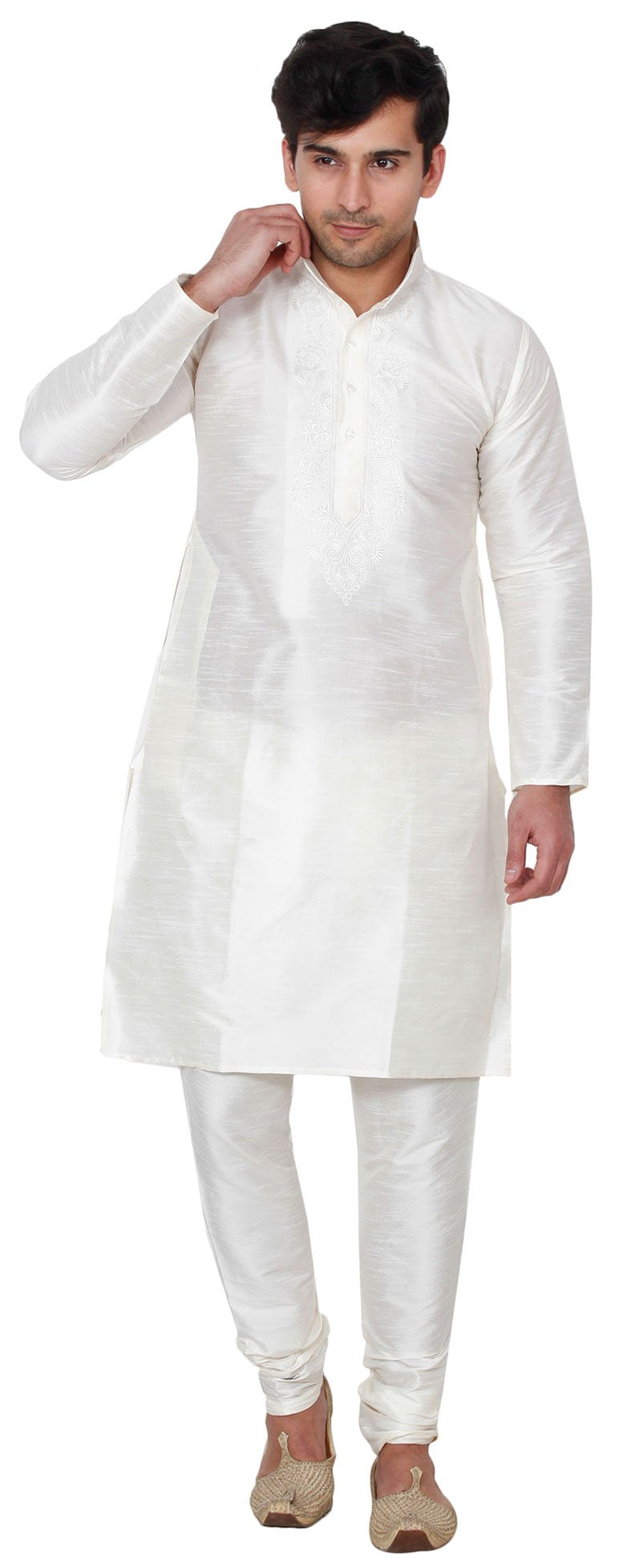 Maple Clothing Men's Art Silk Indian Kurta Set Wedding Wear Clothing