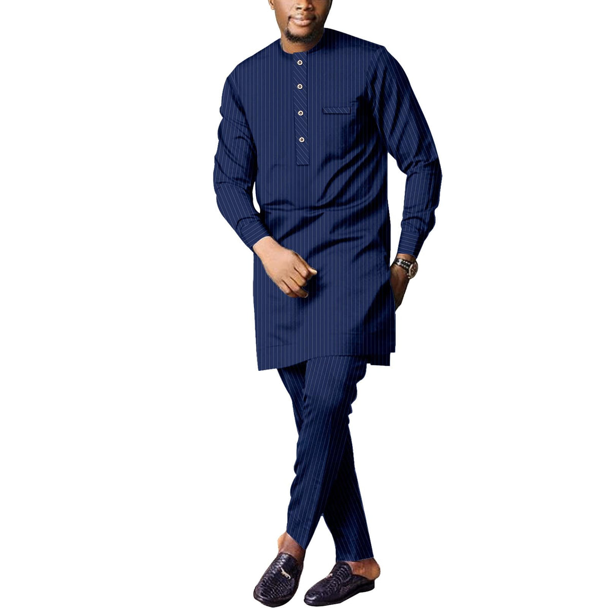 SEA&ALP Men Formal African 2-Piece Dashiki Suit, Long Sleeve Attire