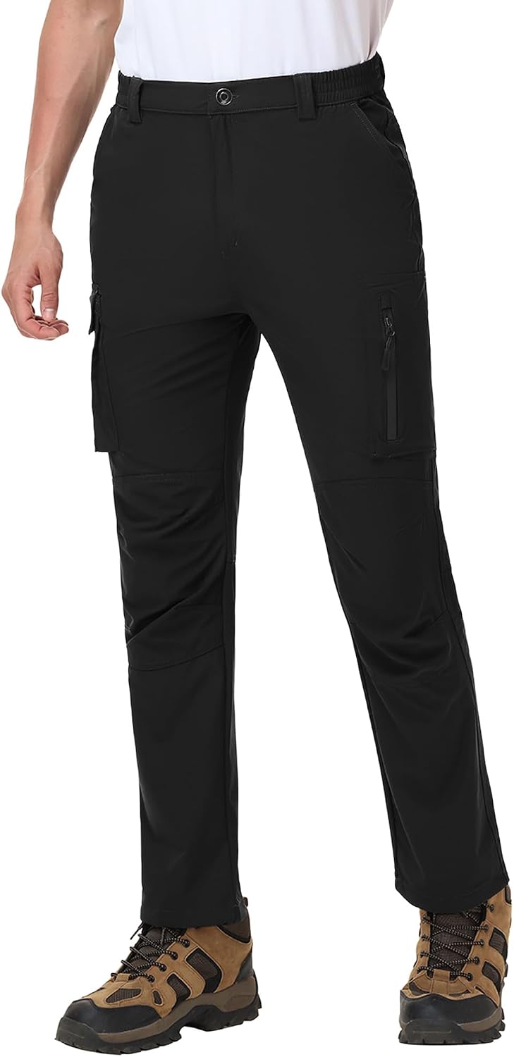 Mens Hiking Pants with 6 Pockets - Cargo Pants for Outdoor Work, Travel, Fishing, and Casual Wear