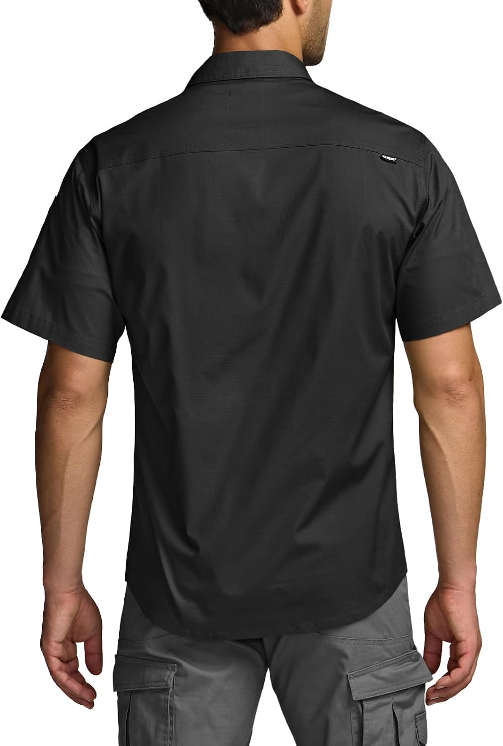 CQR Men's Short Sleeve Tactical Shirts, UPF 50+ Ripstop Military Work Shirts, Breathable Button Down Outdoor Hiking Shirt