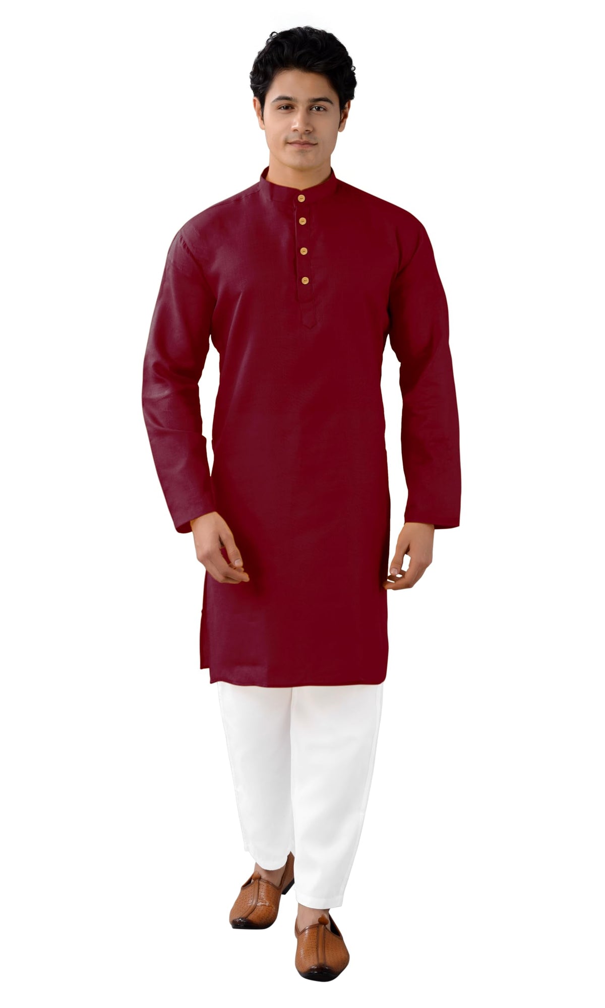 Chandrakala Men's Tunic Cotton Kurta Pajama Set Indian Casual Yoga Dress (MK101)